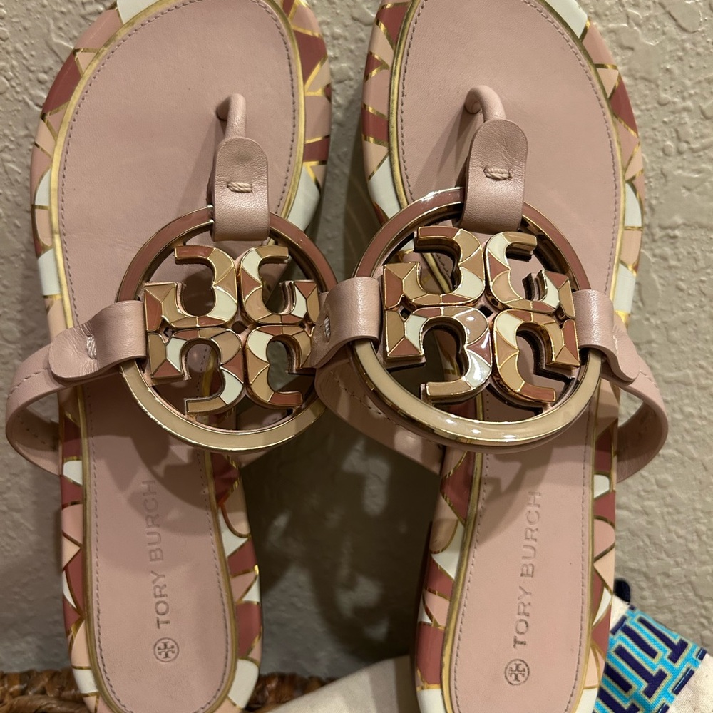 Tory Burch Blush and Beige Sandals